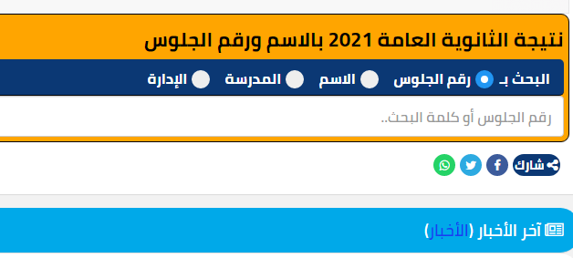 نتيجة الثانوية العامة 2021 بالإسم فقط